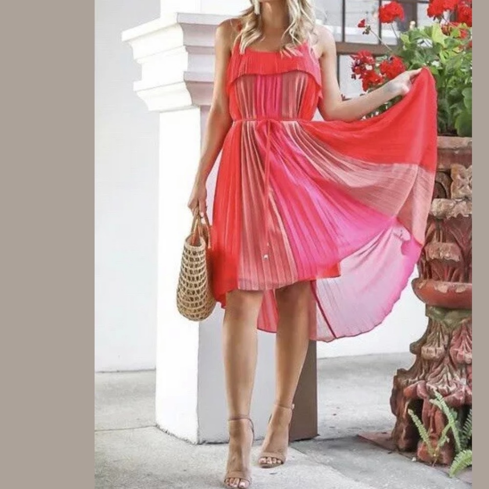 Adelyn Rae Pepper Pleated Shift Dress